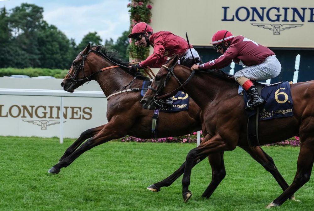 Photo of The Lir Jet (IRE), with Oisin Murphy up, winning the Norfolk Stakes, is courtesy of Racenews.