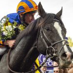 Auguste Rodin and jockey Ryan Moore win the Grade I $4,000,000 Longines Breeders' Cup Turf Saturday November 4, 2023 at Santa Anita Park, Arcadia, CA. Benoit Photo.