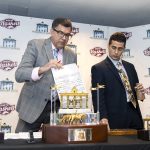 Monmouth Park Racing Secretary Gerry Stanislawzyk (L) and Stakes Coordinator Walter Cicero draw positions at the Post Position Draw and Press Conference for the 2025 Haskell Stakes at Monmouth Park Racetrack in Oceanport, NJ on Tuesday July 15, 2025. Photo By Bill Denver/EQUI-PHOTO