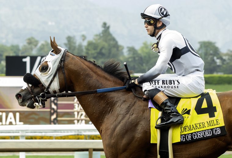 King of Gosford and jockey Flavien Prat win the Grade I, $300,000 Shoemaker Mile - © BENOIT PHOTO