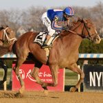 Flavien Prat ganando el Remsen Stakes G2 con Paladin - Coglianese Photo