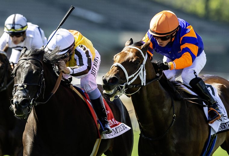 Sumter and jockey Mike Smith – G3 $100,000 San Simeon Stakes – Santa Anita Park – © BENOIT PHOTO
