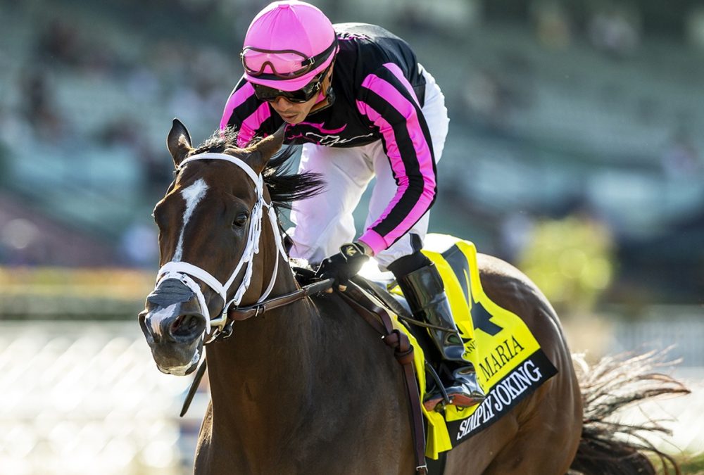 Simply Joking and jockey Emisael Jaramillo – Santa Maria Stakes G3 – Santa Anita Park, Arcadia – © BENOIT PHOTO