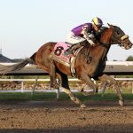 Baeza ganando el Pennsylvania Derby G1 $1,000,000 en Parx Racing. Photo by Nikki ShermanEQUI-PHOTO