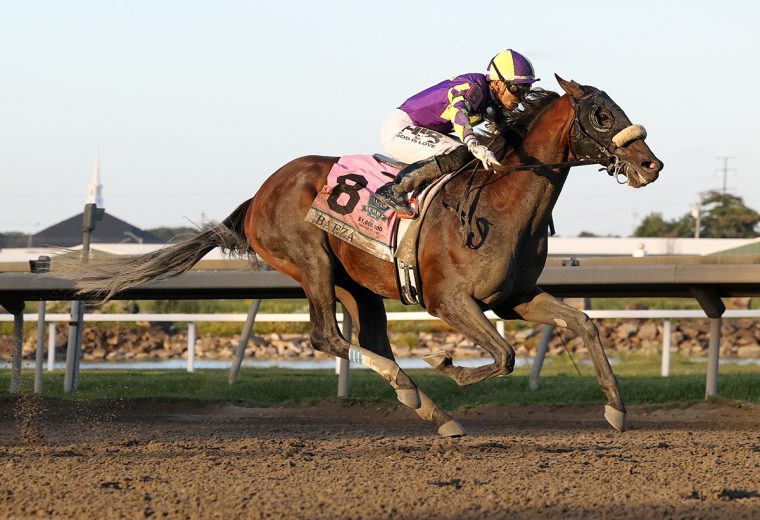 Baeza ganando el Pennsylvania Derby G1 $1,000,000 en Parx Racing. Photo by Nikki ShermanEQUI-PHOTO